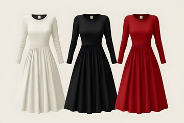 Classic women's plain dress template

