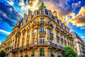 Fototapeta premium ## Parisian Architecture - Haussmannian Buildings with Copy Space