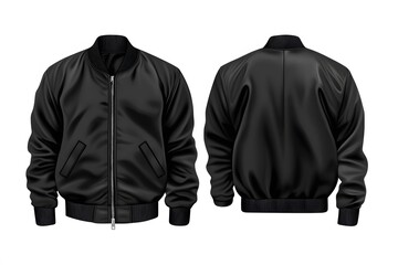 two mens black jacket isolated on white background. fashionable clothes for every day
