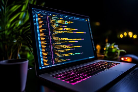 Detailed view of a programming interface on a computer screen, capturing code in fine detail