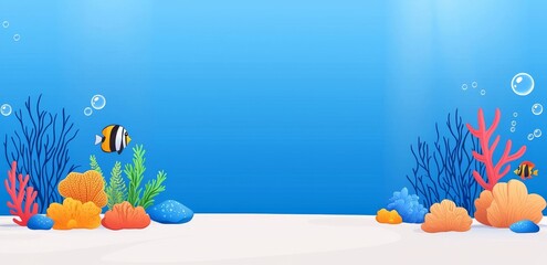 Background for advertising with underwater water surface, ocean, sea, swimming pool transparent aqua texture with air bubbles, ripples, and sun rays.