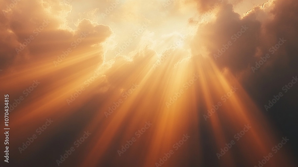 Poster the sun is shining through the clouds, creating a beautiful and serene scene