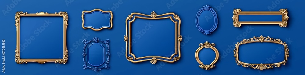 Poster silver and gold game ranking frames in medieval style isolated on white background with swirls for g