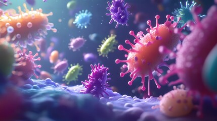 Fototapeta premium 3D illustration of bacteria showing genetic mutations leading to antibiotic resistance depicting antimicrobial resistance dynamics