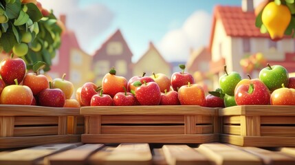 Vibrant display of organic fresh apples at a local farmer s market promoting healthy eating and sustainable farming