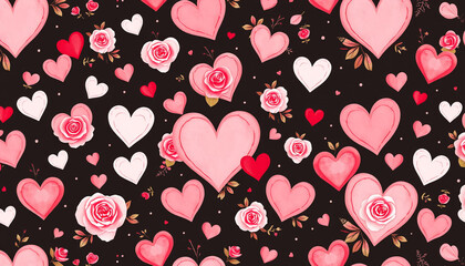 Fototapeta premium Seamless Heart Pattern Vector Illustration for Valentine's Day Design