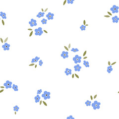 Cute floral seamless print. Ditsy print. Gentle trendy pattern in small-scale flower. Liberty style background of small pastel colorful flowers. Small abstract flowers.