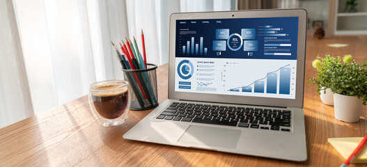 Business data dashboard provide business intelligence analytic for marketing strategy planning snugly with big data set to analyze customer demands and foreseeing business future