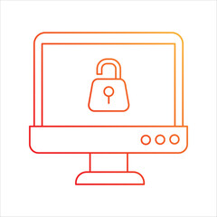 unlock gradient icon with white background vector stock illustration