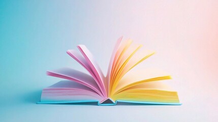 Vibrant Open Book with Colorful Pages on Soft Background