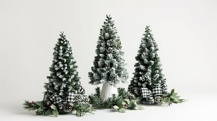 Obraz premium Three whitewashed wooden Christmas trees 