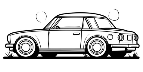 Isolated classic car symbol on white background.