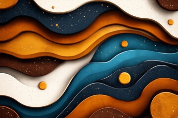 Obraz premium Retro-inspired abstract artwork with earthy tones and organic shapes, capturing a nostalgic feel