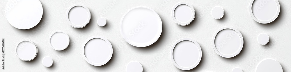Poster an abstract illustration in a flat style with round and elliptical drop shadows. a gray oval gradien