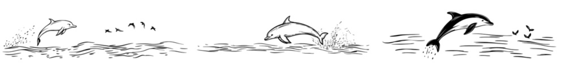 Obraz premium One dolphin line continuous line drawing. Modern illustration.