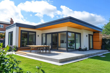 Elegant Modern Single-Family House with Garden Terrace and Lush Lawn