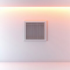 Modern air vent installed on a sleek white wall with ambient lighting for a contemporary interior design.