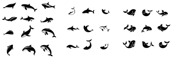Obraz premium Black modern silhouette illustration of a Beluga Whale