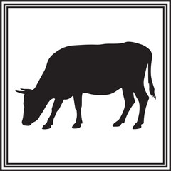 A cute cow standing silhouette