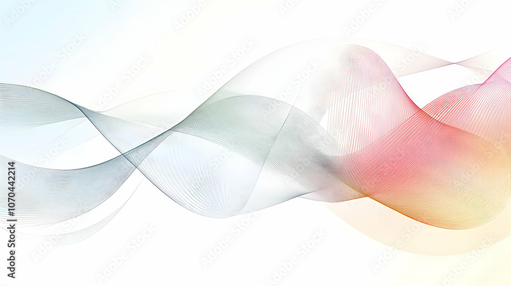 Aufkleber abstract background with colorful wavy lines on a white background.