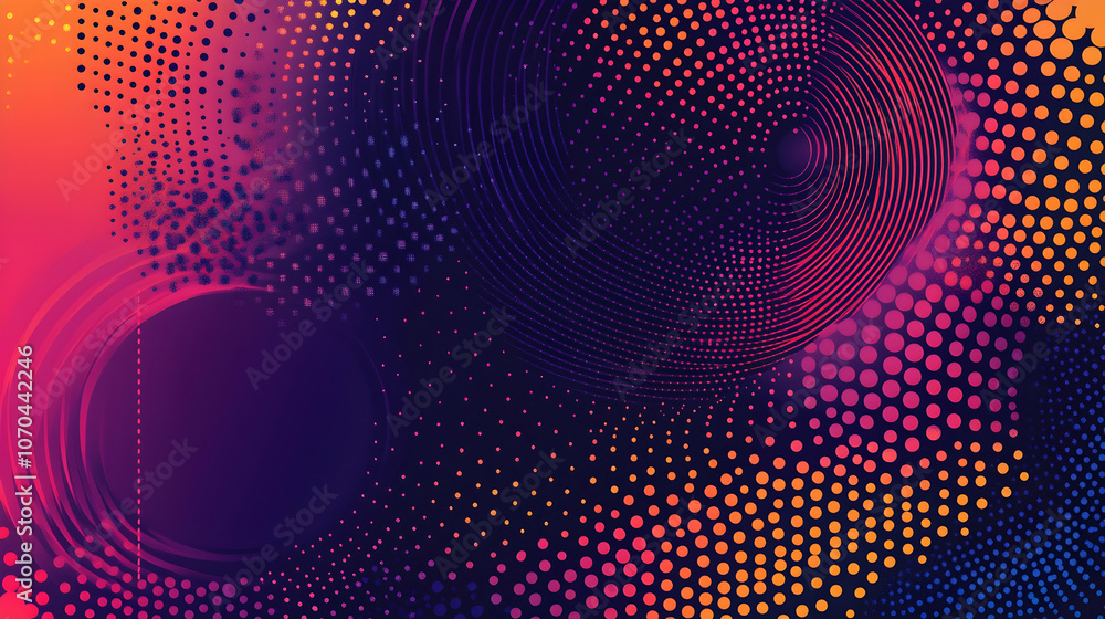 Poster abstract background with colorful dots and swirls.