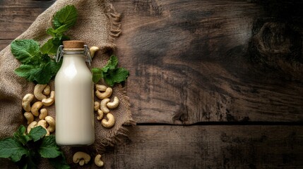 Cashew Milk and Cashews: A warm and inviting display.