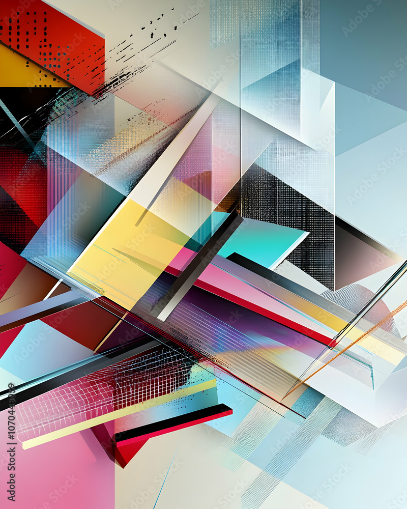 Aufkleber abstract geometric background with vibrant colors and overlapping shapes.