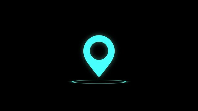 2d icon of location on black background. Animated location icon new futuristic. Location indicator and location icon animation.