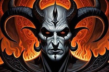 Naklejka premium a lord of darkness and evil with very smooth features, light, fantasy