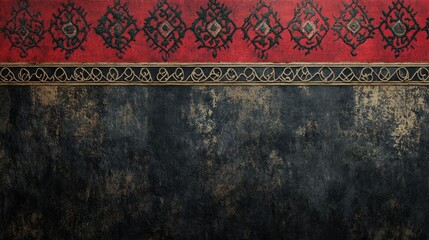 Embroidered wall hanging inspired by traditional Emirati patterns. Copy space