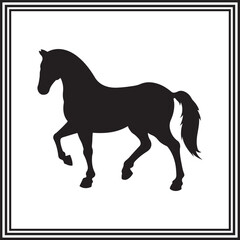 Horse icon isolated vector, silhouette of wild animal.