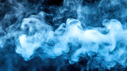 Obraz premium Abstract blue smoke on black background.