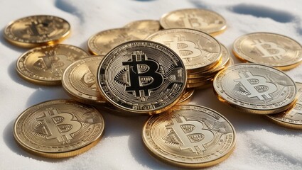 Bitcoin Symbol on Digital Screen