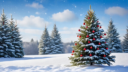 christmas tree in snow