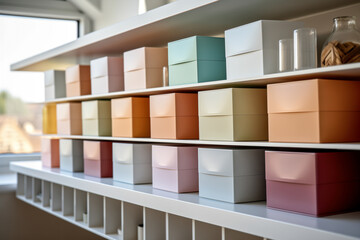 Labeled Storage Boxes on Shelf with Soft Light