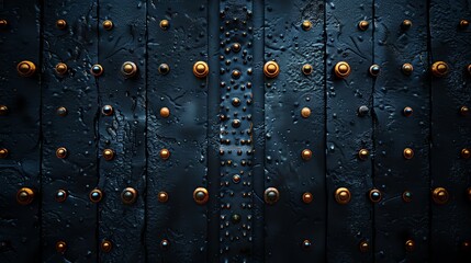 Heavy iron door, medieval fortress style, textured surface, 3D illustration