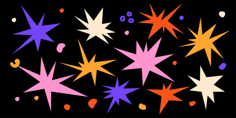 Set of abstract figures and shapes. Geometric figures. Flow textures. Modern stickers in retro and vintage 90s style. 2000s. Collection Wave, clouds and bubbles. Elements in hand drawn style. Groovy