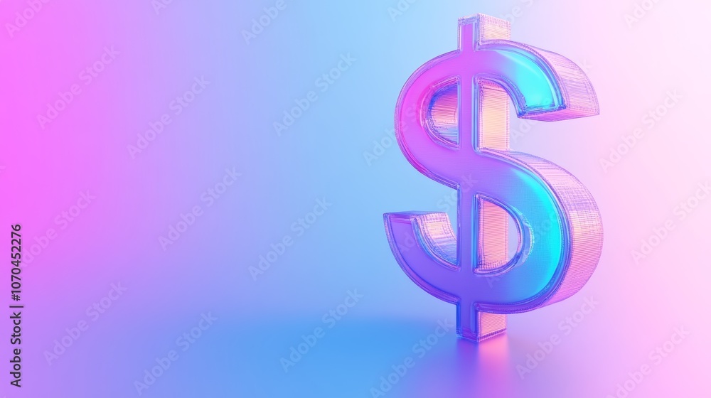 Aufkleber a 3d rendering of a dollar sign on a gradient background.
