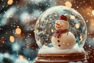 Obraz premium Snowman in a Globe A Winter Wonderland Amidst a Snowstorm