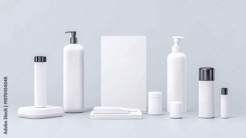 Poster the set of 3d exhibition booth mockups set is isolated on a white background with a modern realistic