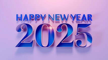 Happy new year 2025 text or blue color more effect randering image 