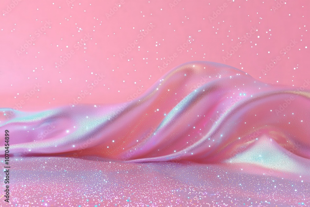 Poster Delicate pink fabric with shimmering sparkles, creating an enchanting and dreamy atmosphere perfect for art or design