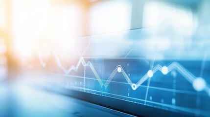 A close-up of a laptop screen displaying a graph with a blurred background.