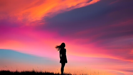 Fototapeta premium GIRL WATCHING A SUNSET 1 