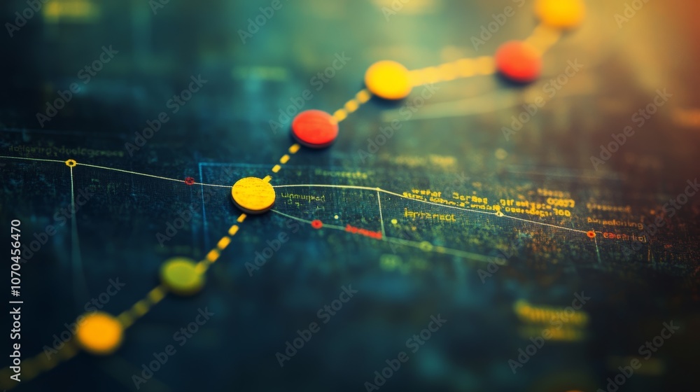 Aufkleber a close-up shot of a line graph with colorful markers, representing growth and progress.