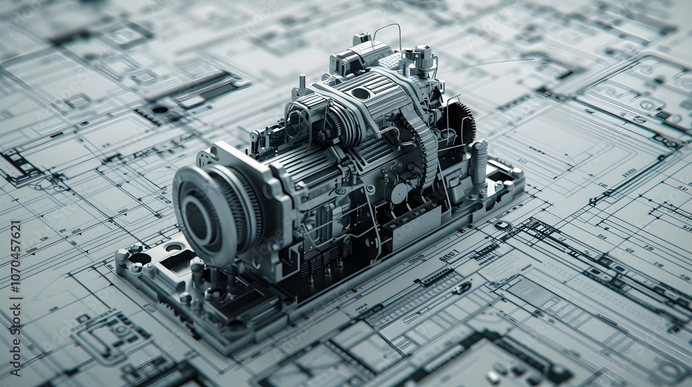 Aufkleber a small engine is on a piece of paper with a drawing of a building in the background. the engine is 