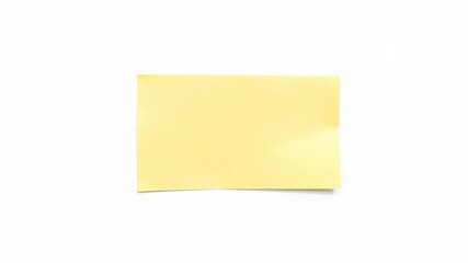 A bright yellow sticky note stands alone against a white background, creating a vibrant pop of color, simplicity, yellow