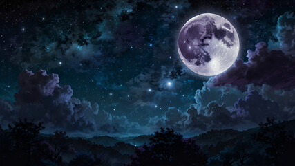 Fototapeta premium sky with moon and stars