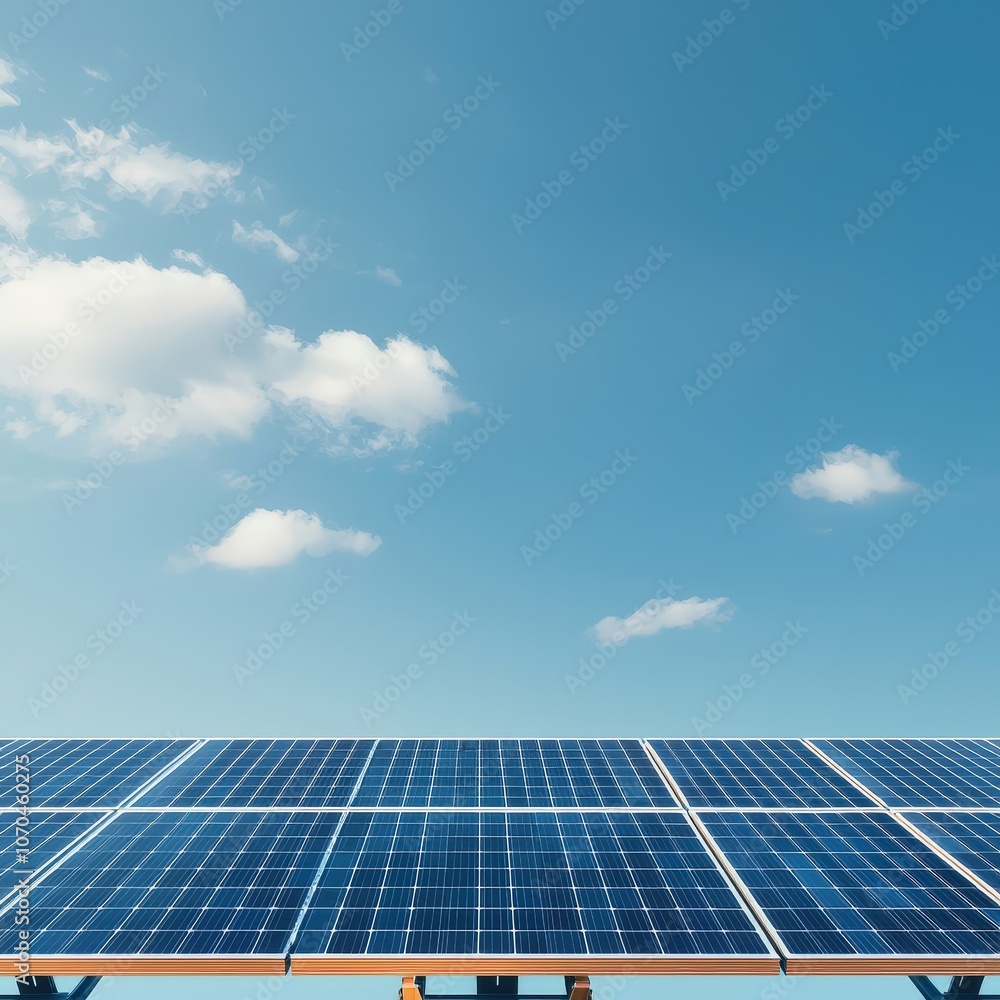 Canvas Prints row of solar panels with cloudy sky in the background