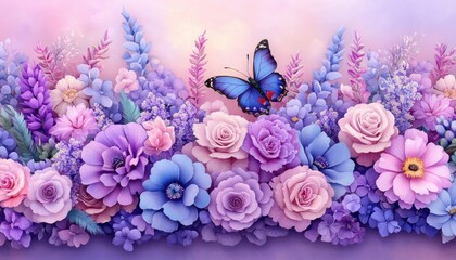 Beautiful Butterfly in a Garden of Vibrant Blooms A Serene Scene of Nature's Harmony, Capture the Tranquility with this Stunning Image